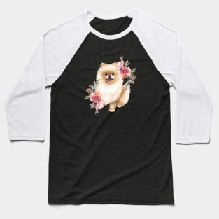 Cute Pomeranian Spitz Cream Puppy Dog Art Baseball T-Shirt